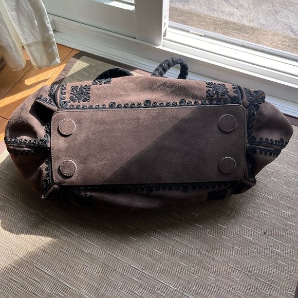 Chocolate Brown Christian Louboutin Suede Hobo with Black Suede Accents - Picture 7 of 7